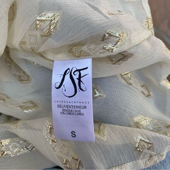 Loveshackfancy ruffle erin top with gold accents size small - Picture 7 of 16